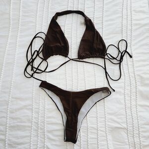 NWOT Y2K Brown Triangle Bikini Set